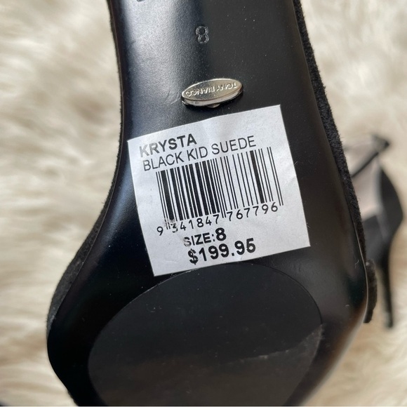 Tony Bianco Black Kid Suede Crystal Embellished Stiletto Krysta Heels EUC Size 8 - Picture 10 of 11